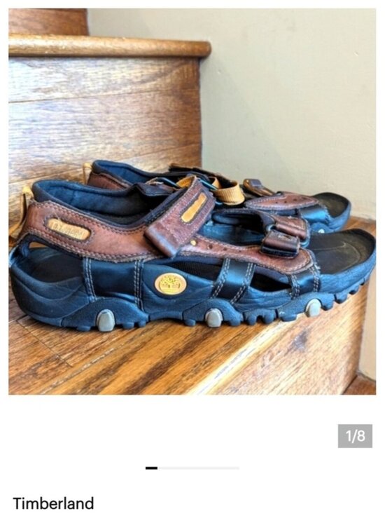 Timberland Leather Sandals, Brown & Black Walking Shoes mens Size 9